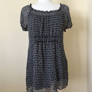 Motherhood Top Blouse Sheer Black & White Size XL
